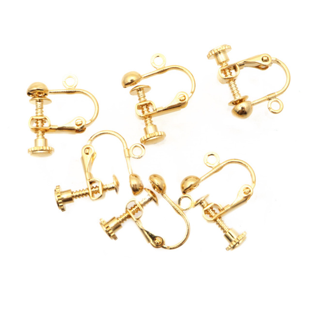 イヤリング パーツ 半円4mm カン付き 1ペア ネジバネ式 ゴールド シルバー アクセサリー パーツ 金具 材料 ハンドメイド 手作り