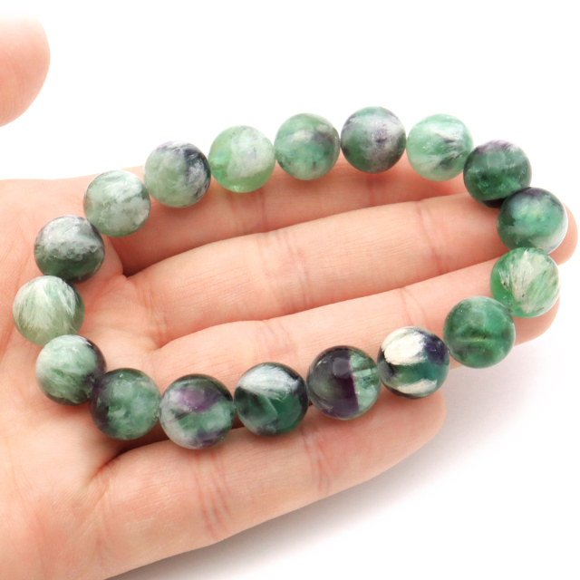 エンジェルフェザー フローライト ブレスレット 12.5mm 1点物 蛍石 ほたるいし 天然石 パワーストーン プレゼント