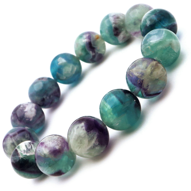 エンジェルフェザー フローライト ブレスレット 14.5mm 1点物 蛍石