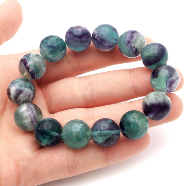 エンジェルフェザー フローライト ブレスレット 14.5mm 1点物 蛍石