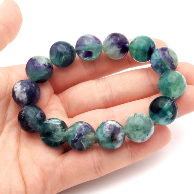 エンジェルフェザー フローライト ブレスレット 14.5mm 1点物 蛍石