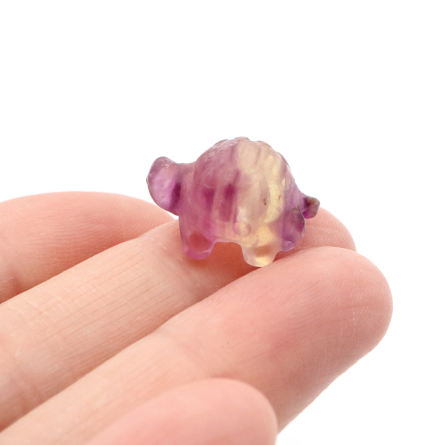 フローライト 亀 陸ガメ ビーズ 置き物 インテリア イエロー グリーン パープル ピンク かめ カメ かわいい おしゃれ 1個