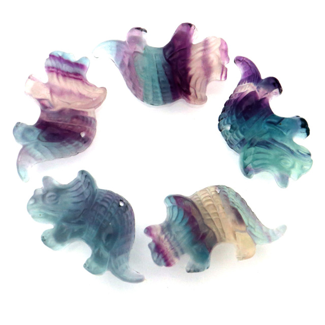 フローライト 恐竜 置き物 トリケラトプス 1個売り イエロー グリーン