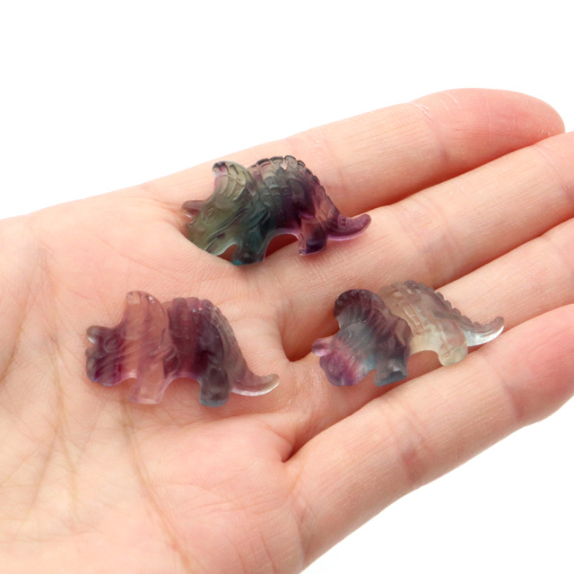 フローライト 恐竜 置き物 トリケラトプス 1個売り イエロー グリーン