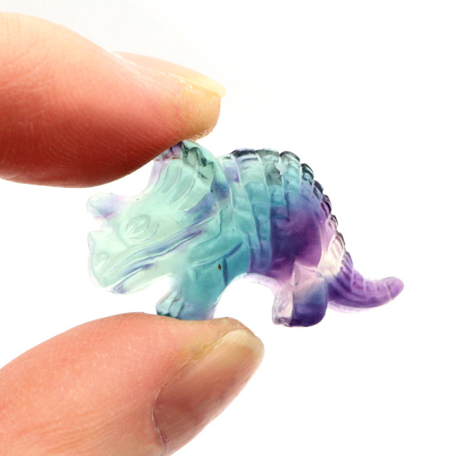 フローライト 恐竜 置き物 トリケラトプス 1個売り イエロー グリーン