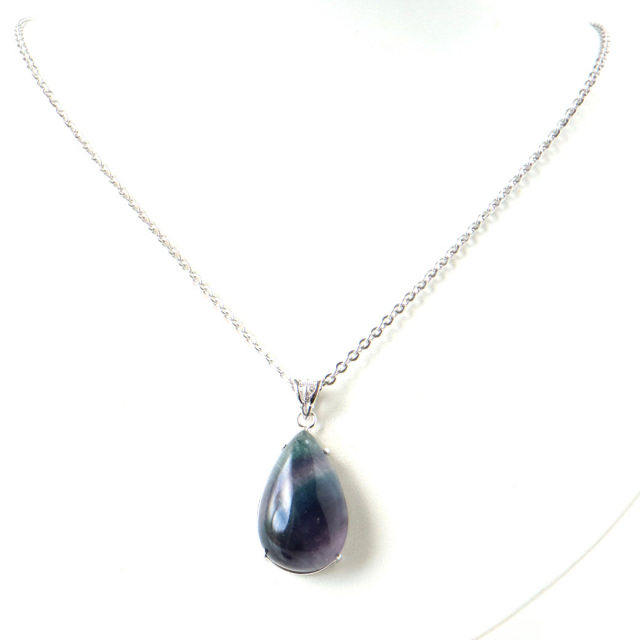 フローライト ネックレス Silver925 天然石 1点物 ペンダント 蛍石 マルチカラー
