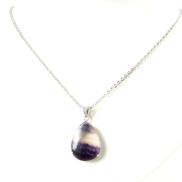 フローライト ネックレス Silver925 天然石 1点物 ペンダント 蛍石 マルチカラー