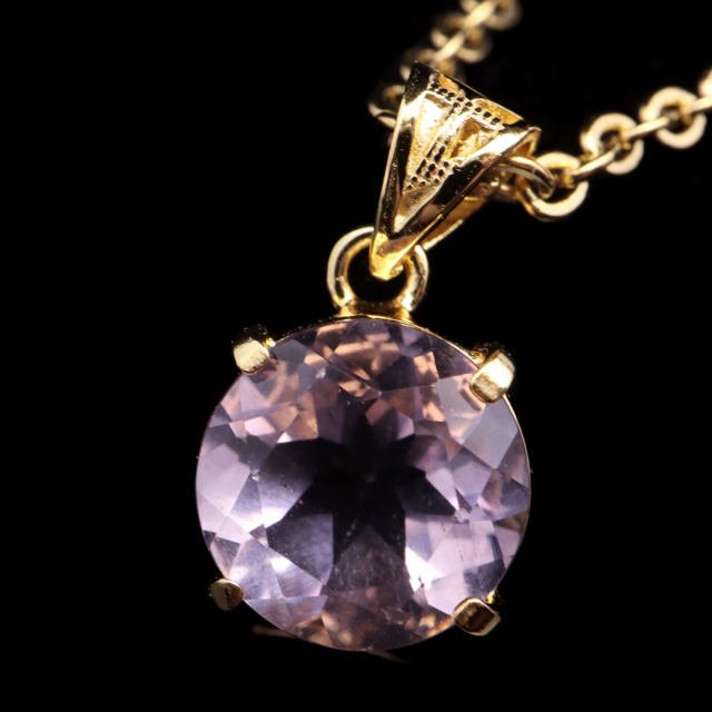 フローライト ペンダント 宝石質 パープル 紫 ラウンド 天然石 ネックレス Silver925 1点物 蛍石 