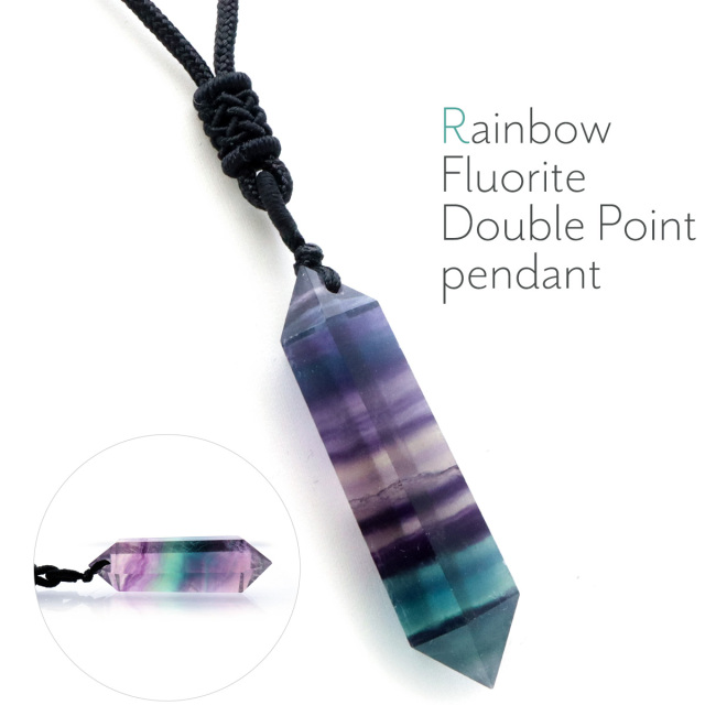 レインボー フローライト ポイント ペンダント ロング ネックレス マルチカラー 天然石 パワーストーン おしゃれ 蛍石 Rainbow Fluorite