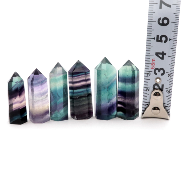 レインボー フローライト 六角柱 Sサイズ ポイント マルチカラー 天然石 置き物 蛍石 Rainbow Fluorite