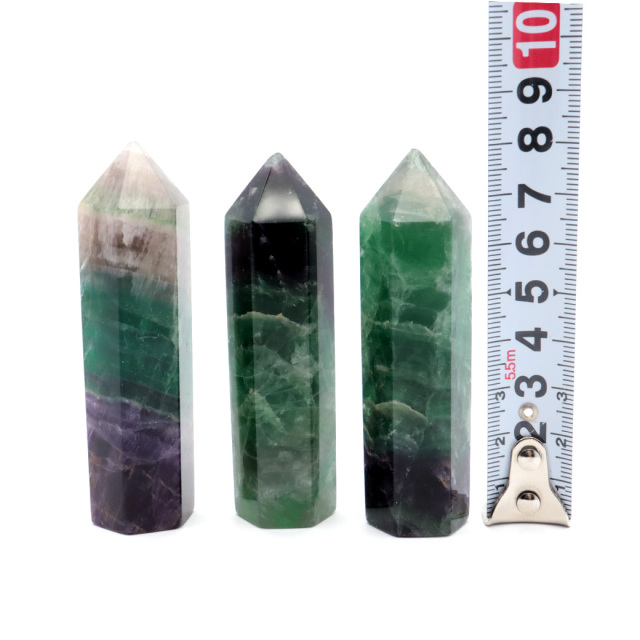 レインボー フローライト 六角柱 Lサイズ ポイント マルチカラー 天然石 置き物 蛍石 Rainbow Fluorite