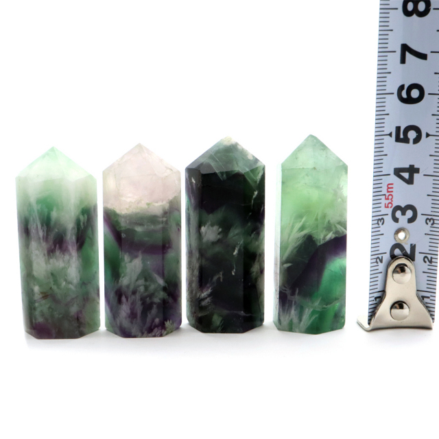 エンジェルフェザー フローライト 六角柱 約4-5cm ポイント 研磨