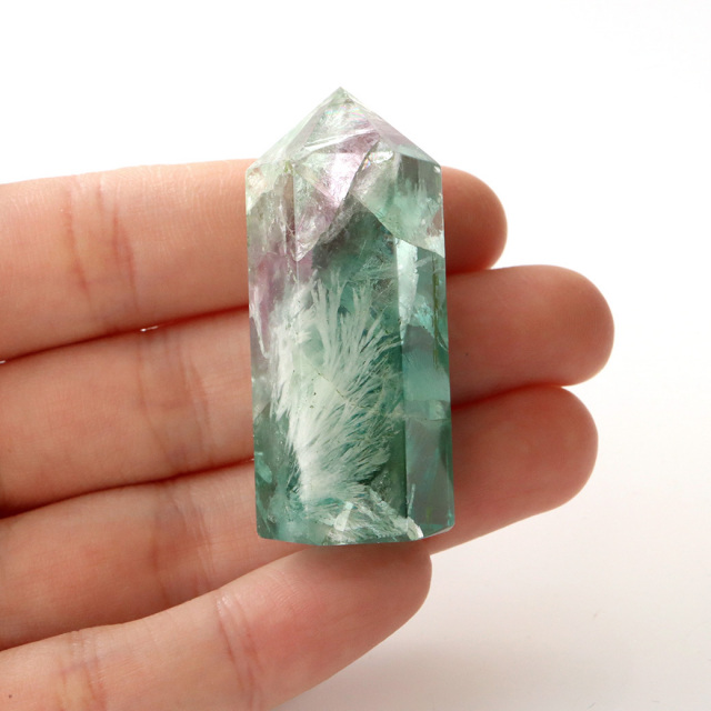 エンジェルフェザー フローライト 六角柱 ポイント 手のひらサイズ