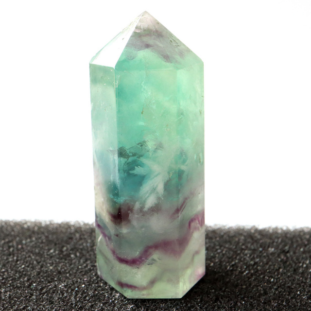 エンジェルフェザー フローライト 六角柱 ポイント 手のひらサイズ