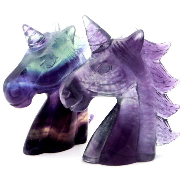 フローライト ユニコーン 置き物 オブジェ 飾り物 置物 蛍石 彫刻 レインボー 馬 かわいい アニマル おしゃれ 1個