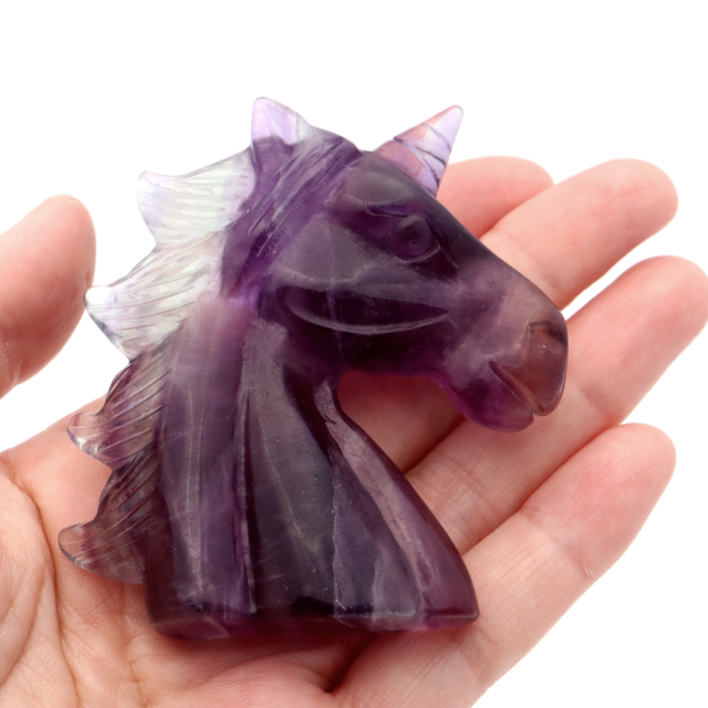 フローライト ユニコーン 置き物 オブジェ 飾り物 置物 蛍石 彫刻 レインボー 馬 かわいい アニマル おしゃれ 1個