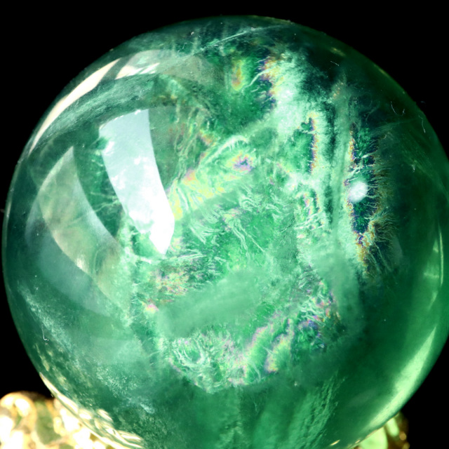 グリーン フローライト AAA 丸玉 直径 スフィア 台座 蛍石 天然石 1点もの パワーストーン Fluorite