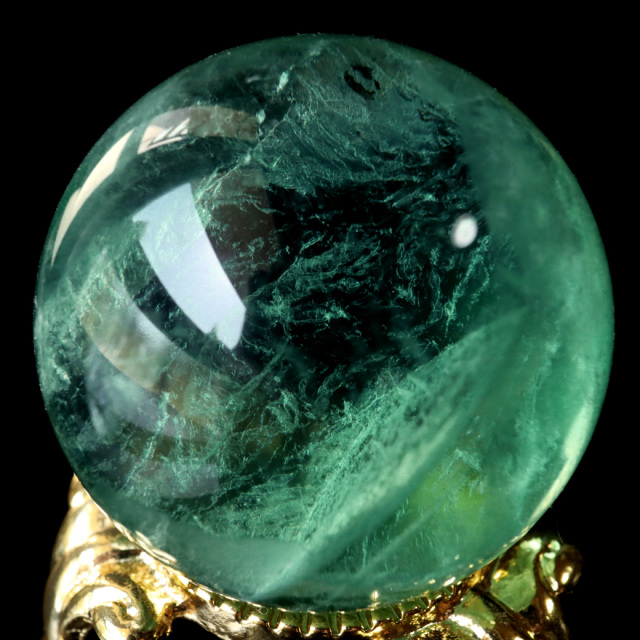 グリーン フローライト AAA 丸玉 直径 スフィア 台座 蛍石 天然石 1点もの パワーストーン Fluorite