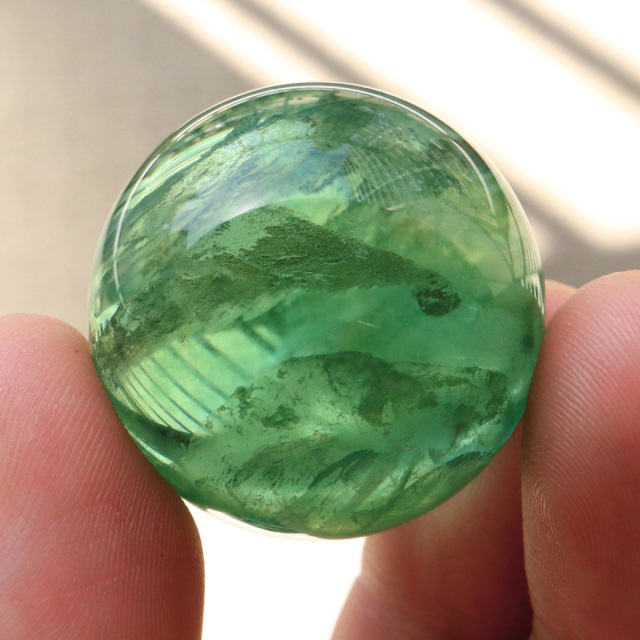 グリーン フローライト AAA 丸玉 直径 スフィア 台座 蛍石 天然石 1点もの パワーストーン Fluorite