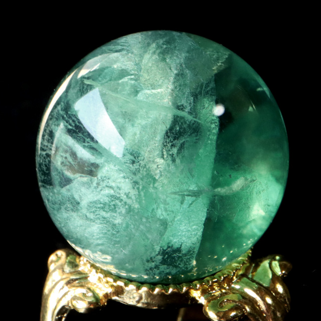 グリーン フローライト AAA 丸玉 直径 スフィア 台座 蛍石 天然石 1点もの パワーストーン Fluorite
