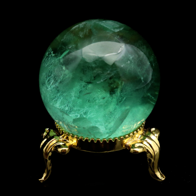 グリーン フローライト AAA 丸玉 直径 スフィア 台座 蛍石 天然石 1点もの パワーストーン Fluorite