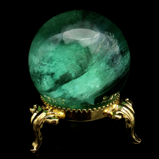グリーン フローライト AAA 丸玉 直径 スフィア 台座 蛍石 天然石 1点もの パワーストーン Fluorite