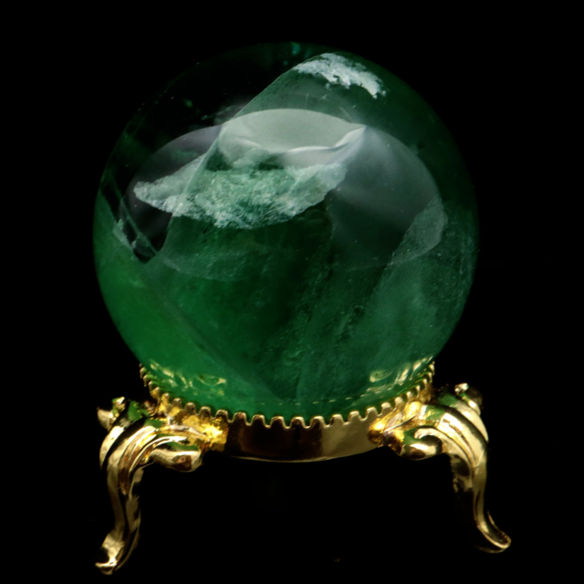 グリーン フローライト AAA 丸玉 直径 スフィア 台座 蛍石 天然石 1点もの パワーストーン Fluorite