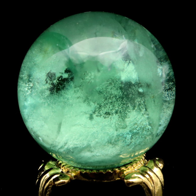 グリーン フローライト AAA 丸玉 直径 スフィア 台座 蛍石 天然石 1点もの パワーストーン Fluorite