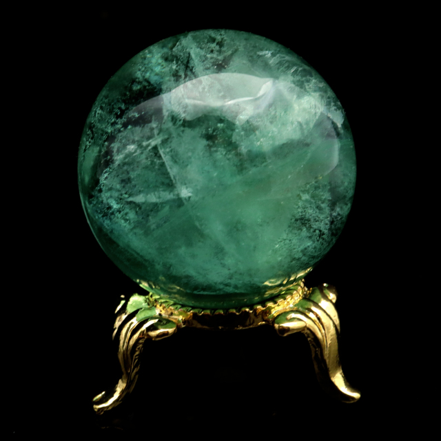 グリーン フローライト AAA 丸玉 直径 スフィア 台座 蛍石 天然石 1点もの パワーストーン Fluorite