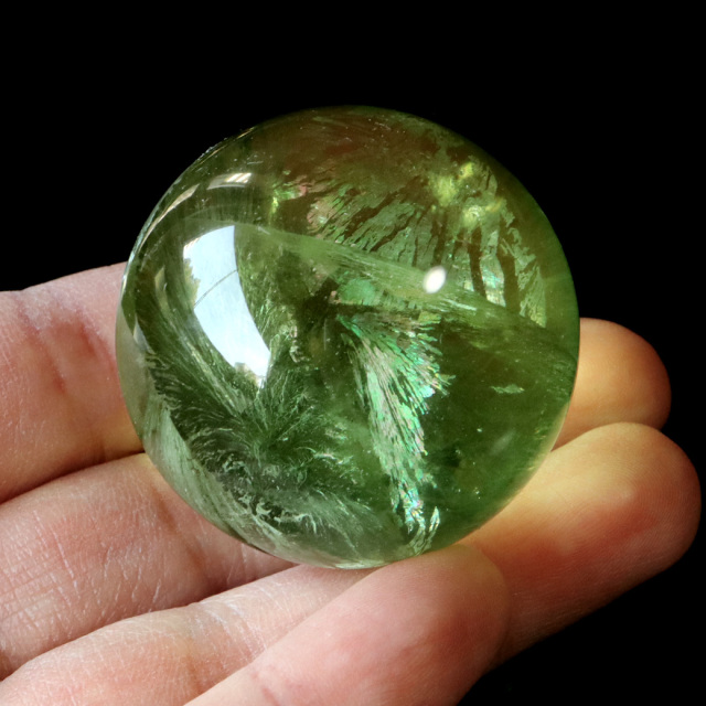 グリーン フローライト AAAAA 丸玉 直径 約41mm 虹入り レインボー
