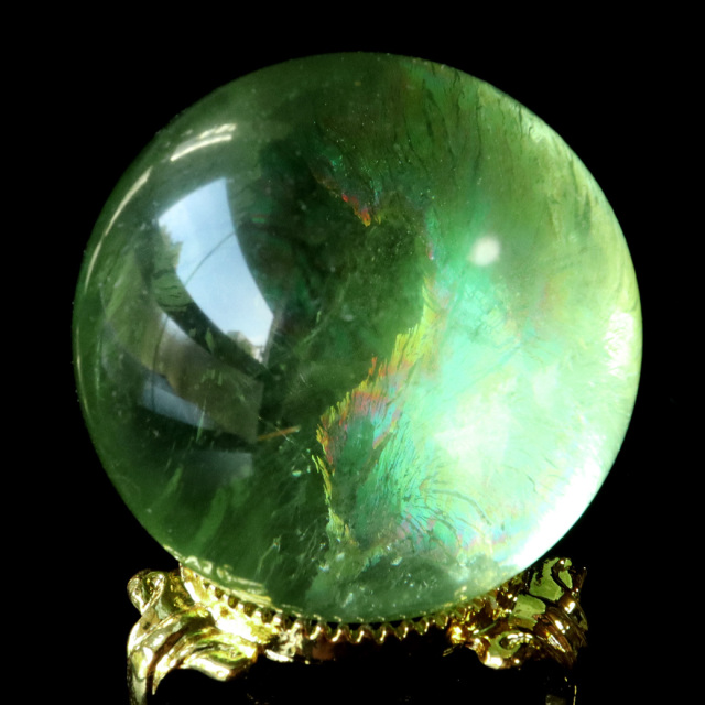 グリーン フローライト AAAAA 丸玉 直径 約43mm 虹入り レインボー