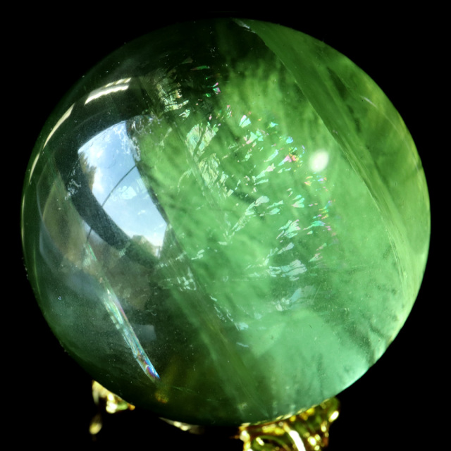グリーン フローライト AAAAA 丸玉 直径 約51mm 虹入り レインボー