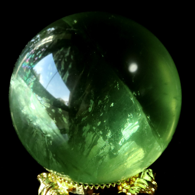 グリーン フローライト AAAAA 丸玉 直径 約51mm 虹入り レインボー