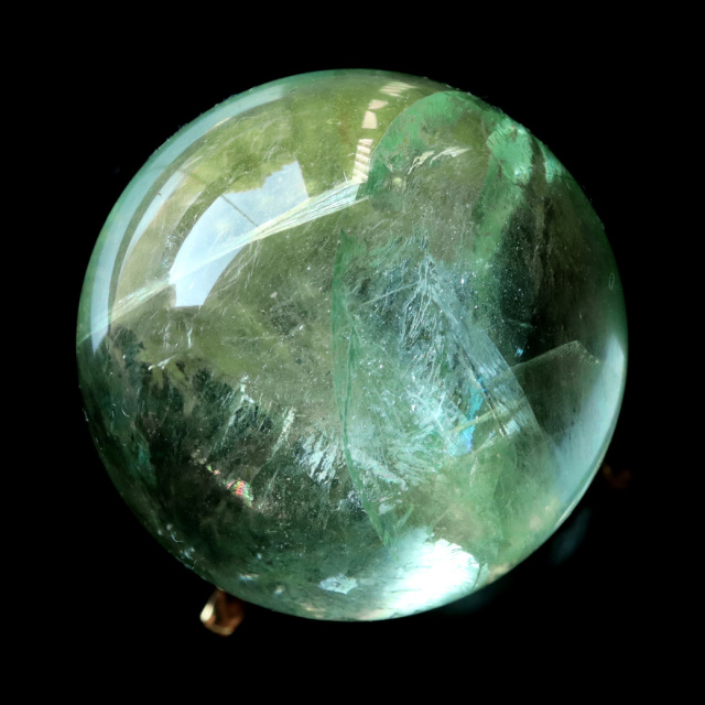 グリーン フローライト AAAAA 丸玉 直径 約35mm 虹入り レインボー