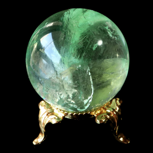 グリーン フローライト AAAAA 丸玉 虹入り レインボー 透き通る透明感 スフィア 台座 蛍石 天然石 1点もの パワーストーン