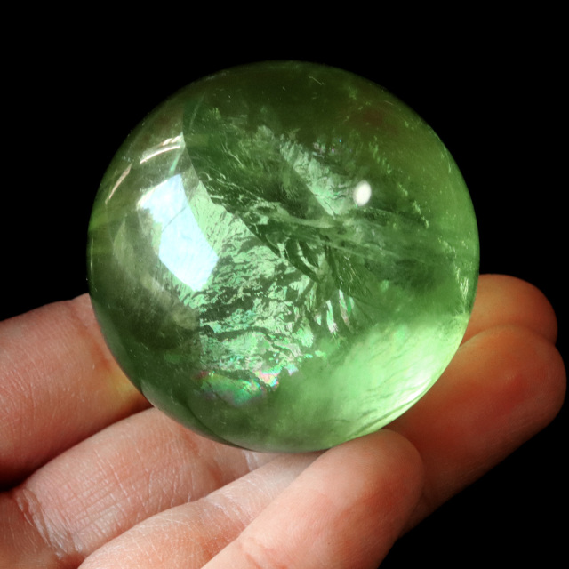 グリーン フローライト AAAAA 丸玉 直径 約35mm 虹入り レインボー