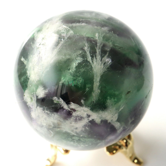 エンジェルフェザー フローライト 丸玉 台座付き 蛍石 天然石