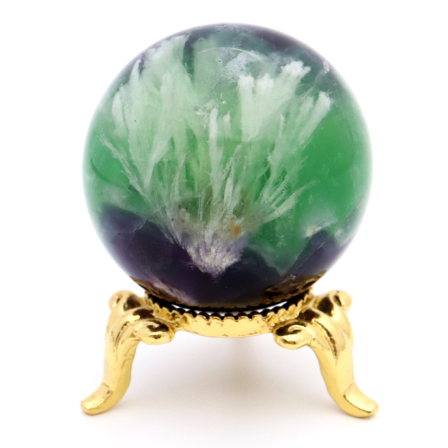 エンジェルフェザー フローライト 丸玉 直径 約35mm 台座付き 蛍石 天然石 1点物