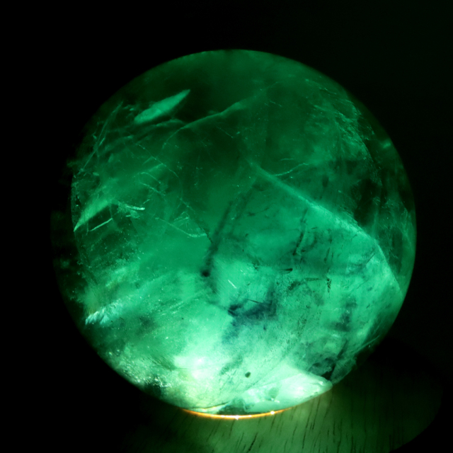 グリーン フローライト AAA 丸玉 直径 約85mm LED付き 台座 蛍石 天然石 1点もの パワーストーン Fluorite