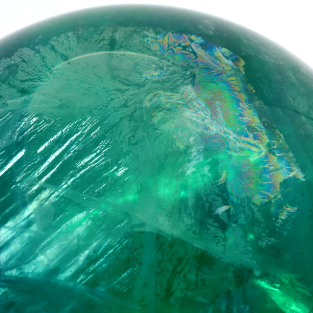 グリーン フローライト AAA 丸玉 直径 約10.5cm LED付き 台座 蛍石 天然石 1点もの パワーストーン Fluorite