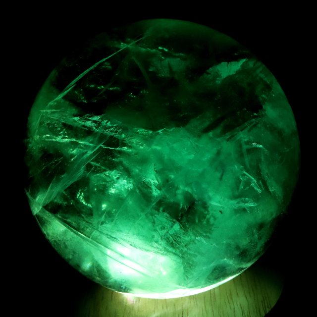 グリーン フローライト AAA 丸玉 直径 約10.5cm LED付き 台座 蛍石 天然石 1点もの パワーストーン Fluorite