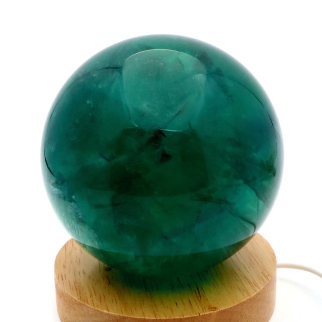 グリーン フローライト AAA 丸玉 直径 約10.5cm LED付き 台座 蛍石 天然石 1点もの パワーストーン Fluorite