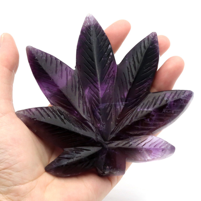 フローライト 置物 楓 もみじ 天然石 蛍石 ほたるいし 彫刻 彫り物 葉 リーフ パワーストーン レインボー オブジェ