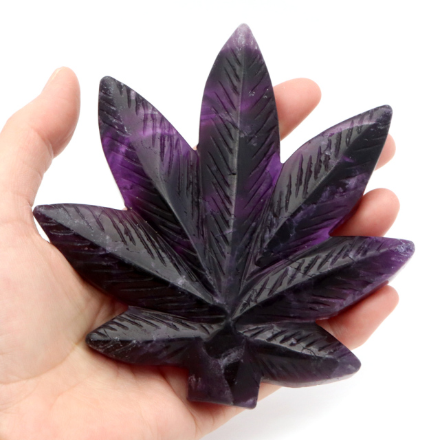 フローライト 置物 楓 もみじ 天然石 蛍石 ほたるいし 彫刻 彫り物 葉 リーフ パワーストーン レインボー オブジェ