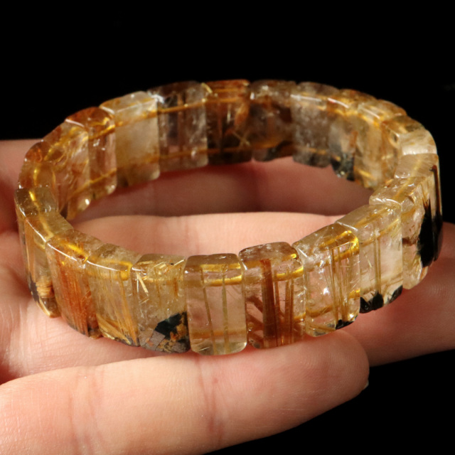 タイチン ルチルクォーツ AAA バングル ブレスレット 太陽ルチル 天然石 パワーストーン 太金針 水晶 金運  1点物 希少 レア