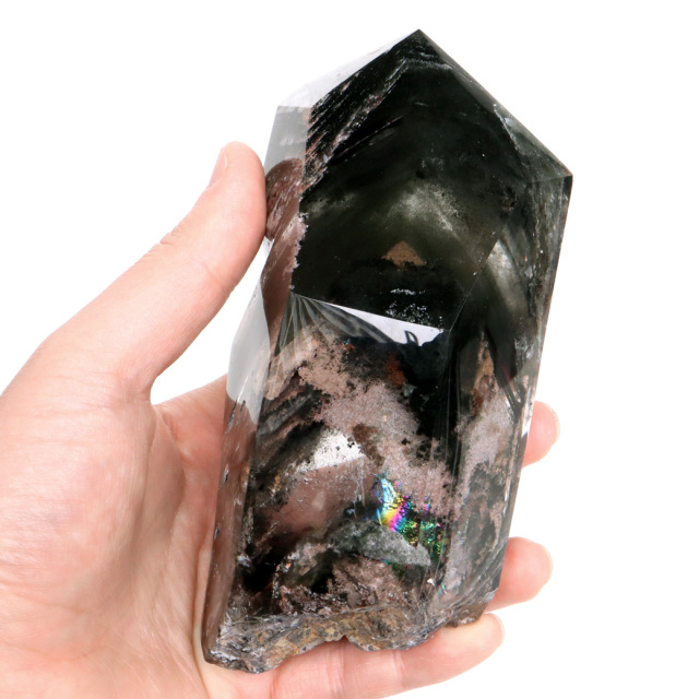 ガーデンクォーツ 原石 ブラジル産 857g 1点物 幻影 グリーン ファントム レインボー 虹入り 浄化 Garden quartz