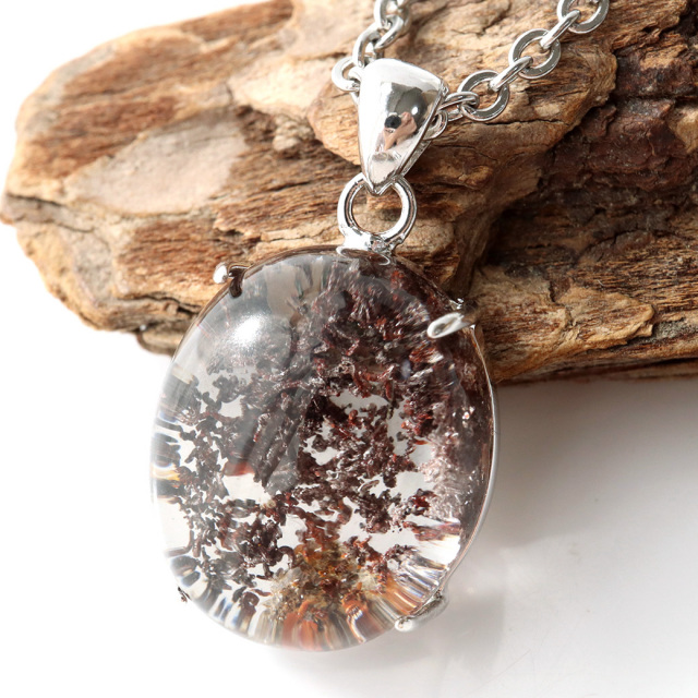 レア 虹入り庭園水晶 ルチルインガーデンクォーツsv925 ペンダントトップ