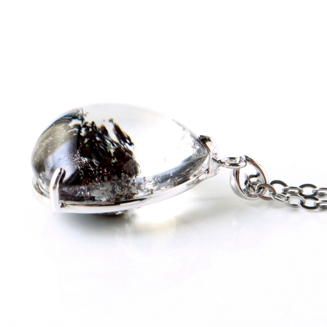 ガーデンクォーツ 庭園 水晶 ネックレス 天然石 ペンダント 透明度高め 大きめサイズ 1点物 Silver925 自然の芸術 母の日