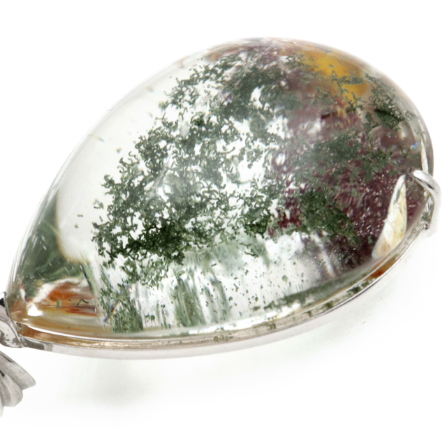 ガーデンクォーツ 庭園 水晶 ネックレス 天然石 ペンダント 透明度高め 大きめサイズ 1点物 Silver925 自然の芸術