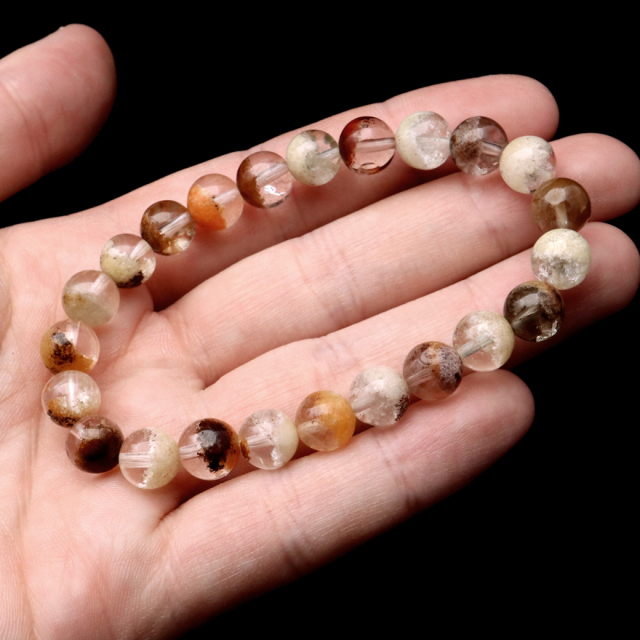ホワイト ガーデンクォーツ ブレスレット AAA 天然石 庭園 水晶 1点物